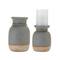 Gray & Beige Dual-Tone Ceramic Candle Holder Set